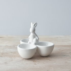 A Delightful Ceramic Three Egg Cup with Rabbit Design