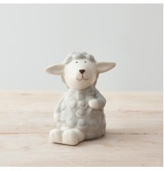 A Delightful Small Grey and White Ceramic Sheep 