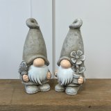 A Charming Assortment of Two Ceramic Grey Gnomes 