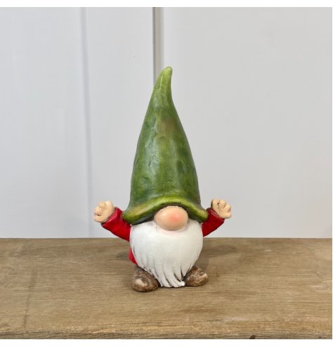 A traditional styled ceramic gnome ornament