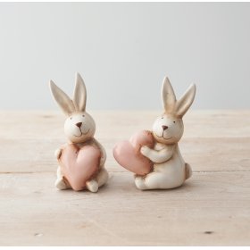 An Adorable Assortment of Two Rabbits Holding Hearts