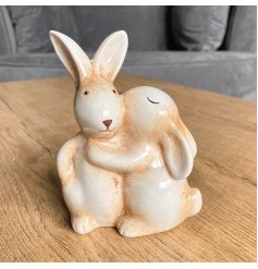 An Adorable Ornament of Two Rabbit's Hugging