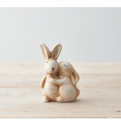A Sweet Ceramic Ornament of Two Rabbit's Hugging