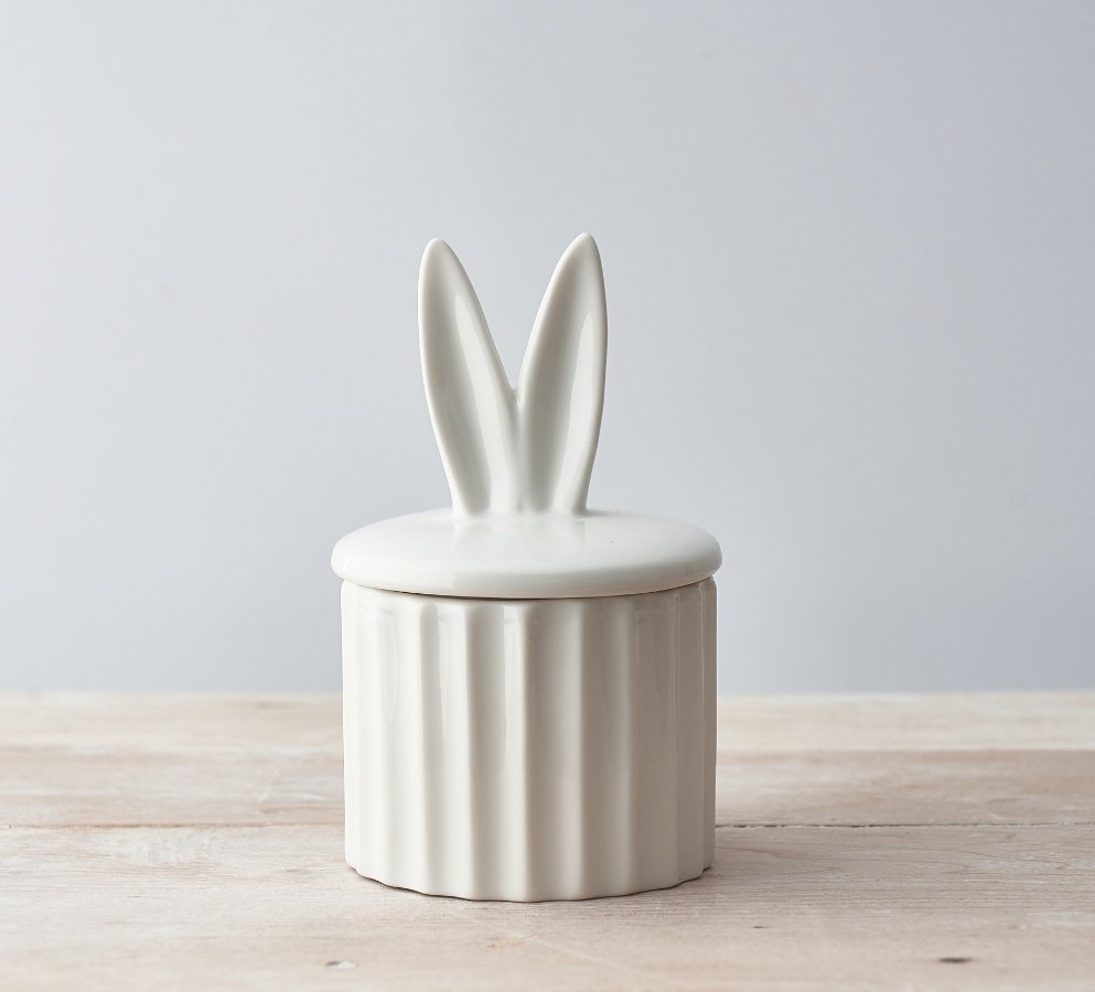 A Charming Ceramic Pot with Sweet Bunny Ears