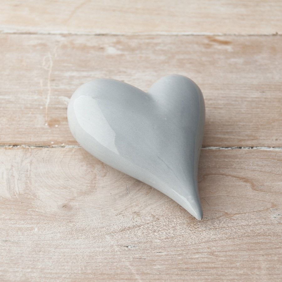 A Stunning Ceramic Grey Whole Heart Ornament