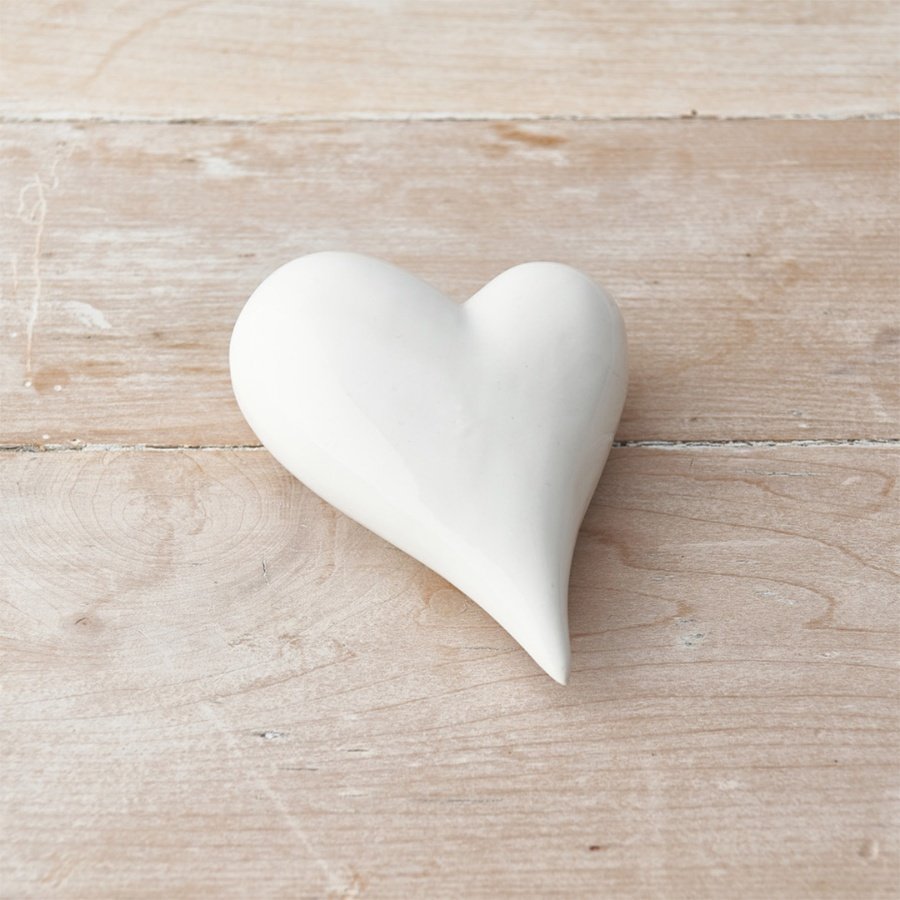 A Ceramic Whole Heart Ornament in White