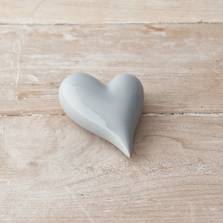 A Beautiful Grey Ceramic Whole Heart Ornament 