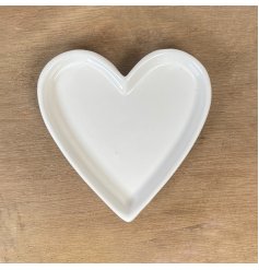 A Simplistically Stunning Ceramic White Heart Trinket Dish