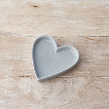 A Simplistic Ceramic Heart Trinket Dish in Grey