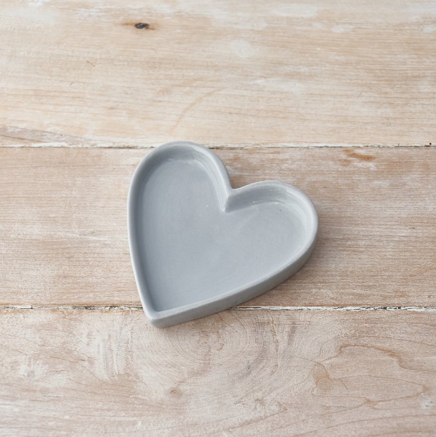 A Simplistic Ceramic Heart Trinket Dish in Grey