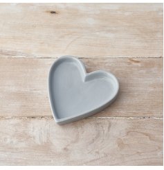 A Simplistic Ceramic Heart Trinket Dish in Grey