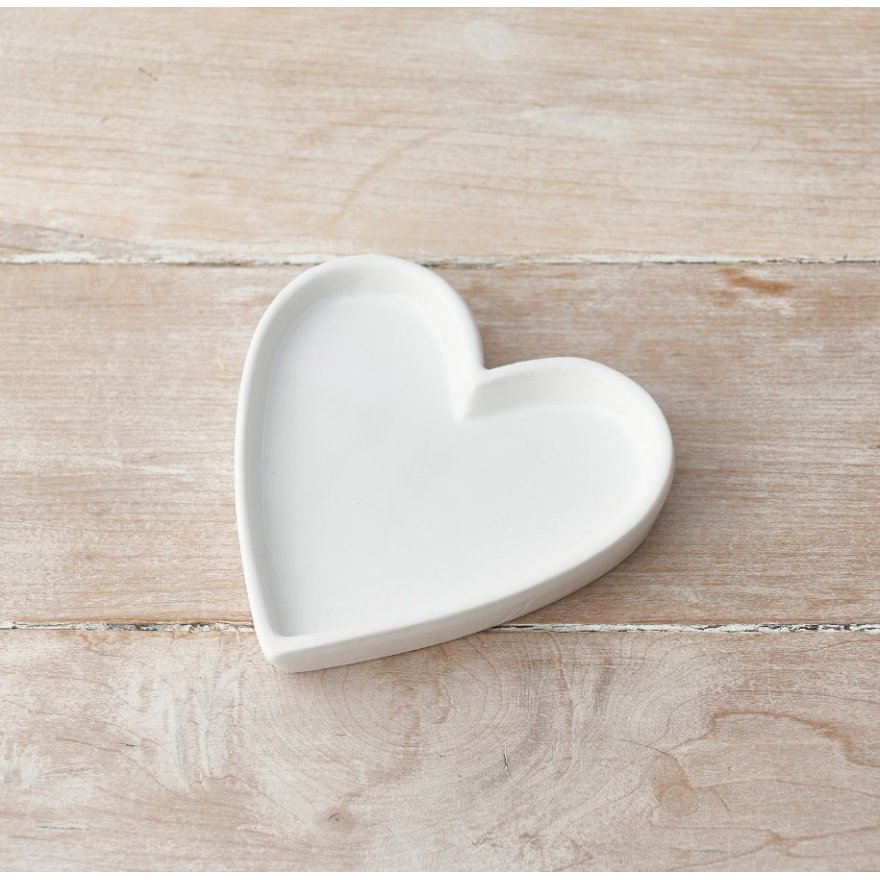 White Ceramic Heart Trinket Dish, 16cm