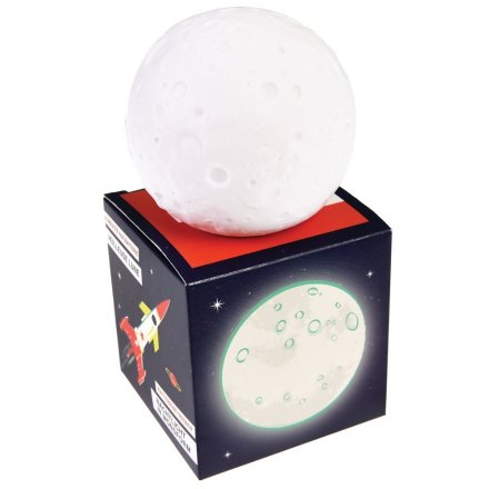 A night light in the shape of a moon from the Space Age range.