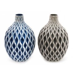 An Assortment of 2 Contemporary Vases in Blue and Grey