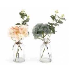 2 Assorted Hydrangea & Eucalyptus Arrangements in Vase