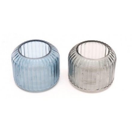 Assortment of 2 Ribbed Candle Holder, 10.5cm