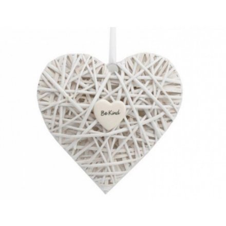 4 Assorted 'Be' Rattan Heart Decoration, 25cm