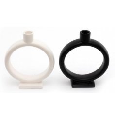 An Assortment of 2 Monochrome Circle Candle Holders