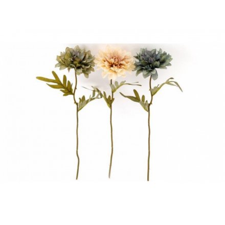 3 Beautiful Assorted Artificial Dahlia Flower Stems,