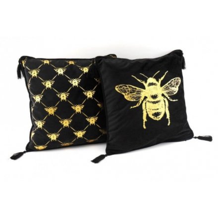 2 Assorted Bee Scatter Cushions, 40cm