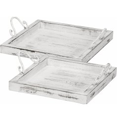 A Simple and Stylish Set of 2 Square Trays in White 