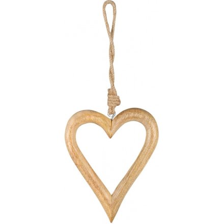 Wooden Heart Hanger, 10cm
