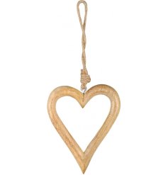 A Chic and Simple Wooden Hanging Heart Decoration