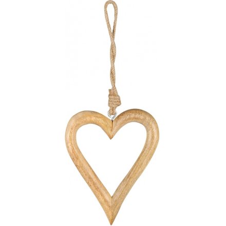 Wooden Hanging Heart, 16cm