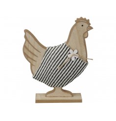 A Charming Wooden Hen Decoration