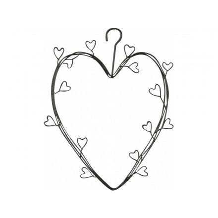 Wire Heart Hanging Decoration, 14cm