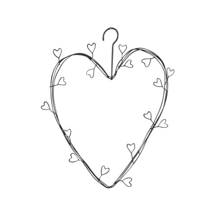 Wire Heart Hanging Decoration, 19cm