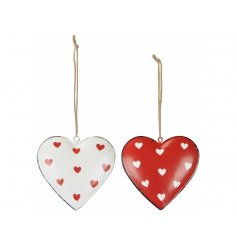 A Pretty Assortment of 2 Hanging Hearts in Red & White