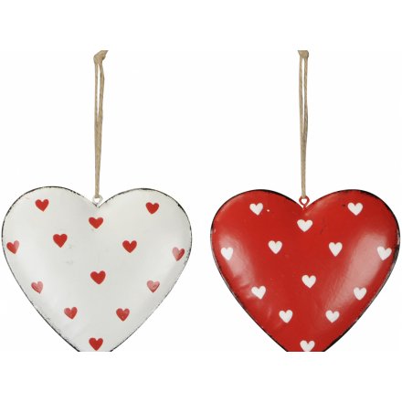 2 Assorted Hanging Hearts, 11cm