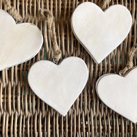A Simplistic Wooden Hanging Heart in White