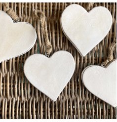 A Simplistic Wooden Hanging Heart in White