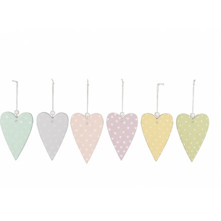 Pastel Hanging Hearts, 6a 13.5cm
