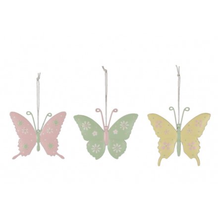 A Pastel Assortment of 3 Iron Butterflies 