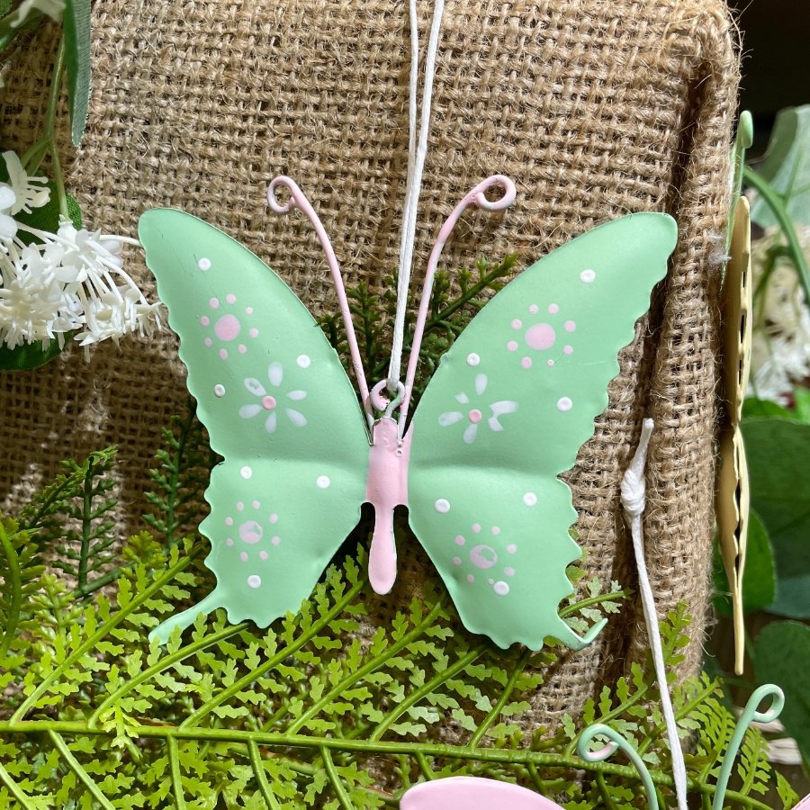 3 Assorted Hanging Metal Butterflies, 10cm 56231 Outdoor Living