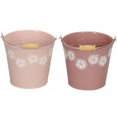 An Assortment of Two Pink Iron Planters