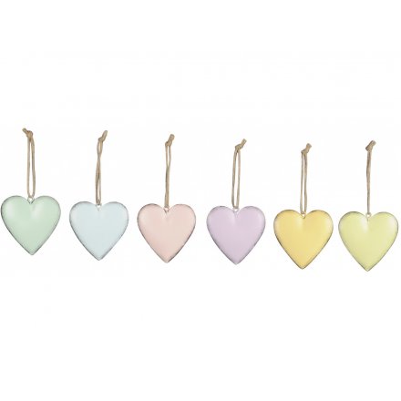 Hanging Metal Hearts Pastel Colours Mix 8cm