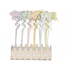 A Charming Pack Of Pastel Butterfly Garden Stakes