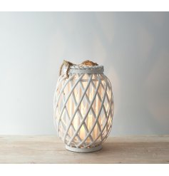 A Rustic Style Wicker Lattice Lantern in White