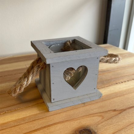 Wooden Grey Candle Holder Tray, 8.5cm