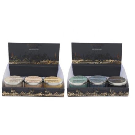 6 Assorted  Temple Candle Tin, 5cm