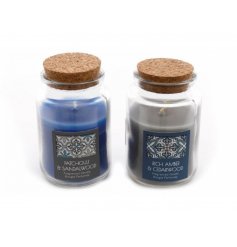 2 Assorted Glass Candles with Natural Cork Lid