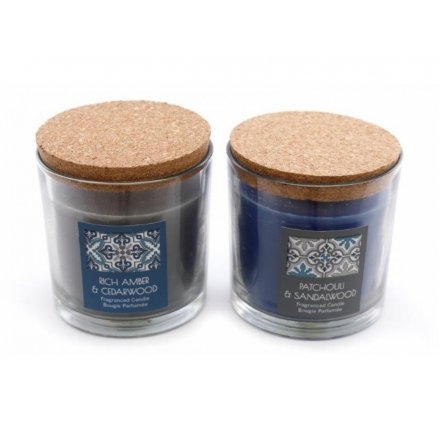 2 Assorted Large Glass Scented Candle, 10cm