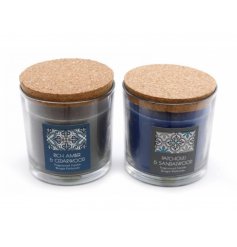 2 Assorted Scented Glass Candle with Cork Lid 