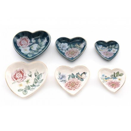 A Stunning Set of Three Trinket Dishes in Heart Design