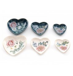 Beautifully Designed Set of Three Heart Trinket Dishes
