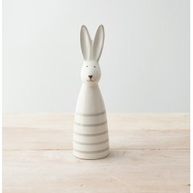 A Charmingly Delightful White Rabbit with Grey Stripe Details
